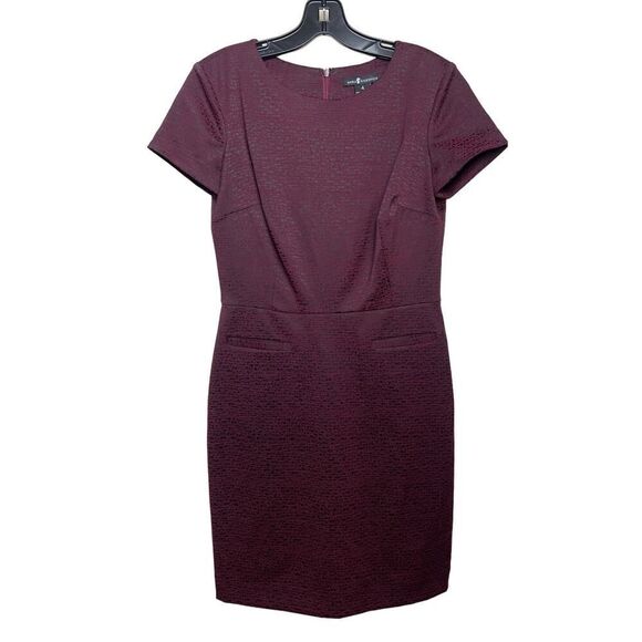 Nora Gardner Red Black Cap Sleeve Sheath Dress Sz. 4 - Picture 1 of 4